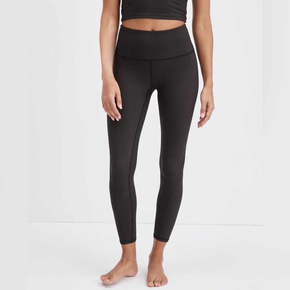 Varley Let’s Move Rib High-Waisted Leggings in Chocolate Torte